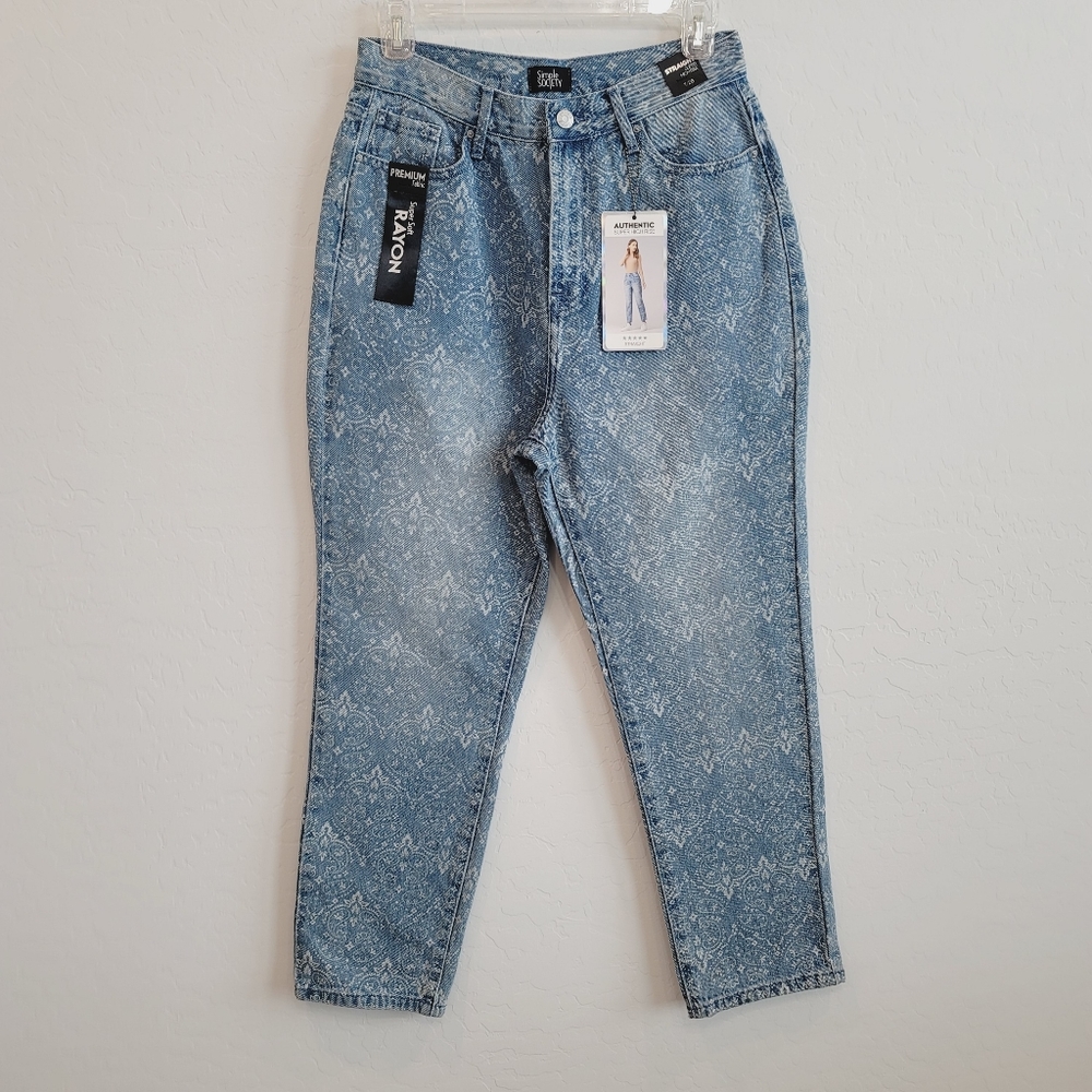 NWT Simple Society Super High Rise Straight Denim Jeans Women's Size 7/28 - Picture 5 of 13
